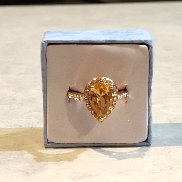 NIB Bloomingdale's Rose Gold Vermeil 3ct Morganite Teardrop Ring Size 7 - Picture 14 of 14